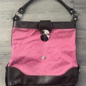 New York & Company Pink and Brown Signature Hobo Bag